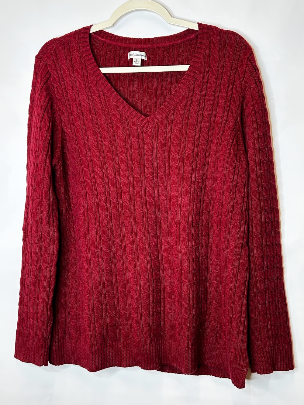 croft & barrow Ruby Red Cable V-Neck Sweater